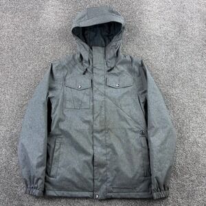 Volcom Snowboard Jacket Mens Medium Gray Heathered Floral Lining Ski Waterproof